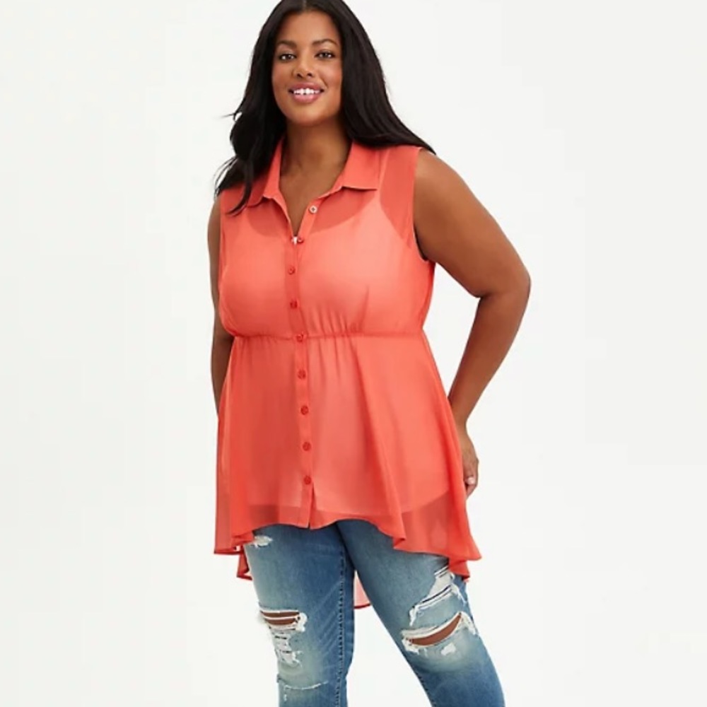 Torrid Orange Sheer Babydoll Tunic